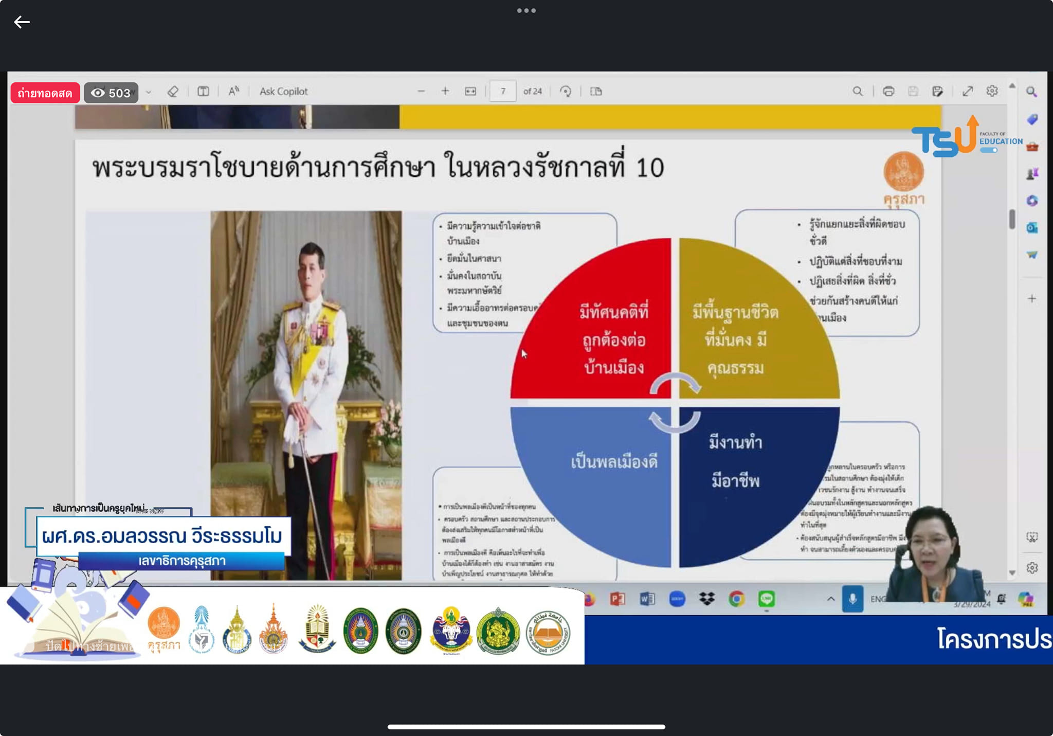 โครงการประชุมวิชาการ นำเสนอผลงานวิจัยระดับชาติ “นวัตกรรมวิชาชีพครู” ครั้งที่ 7