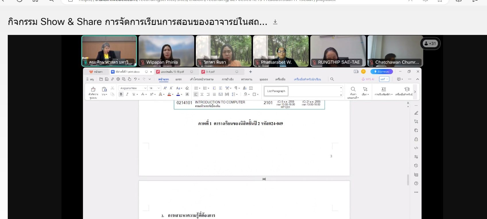 กิจกรรม Show & Share​ การจัดการเรียนการสอน ของอาจารย์ในสถาบันอุดมศึกษา (Thailand PSF)